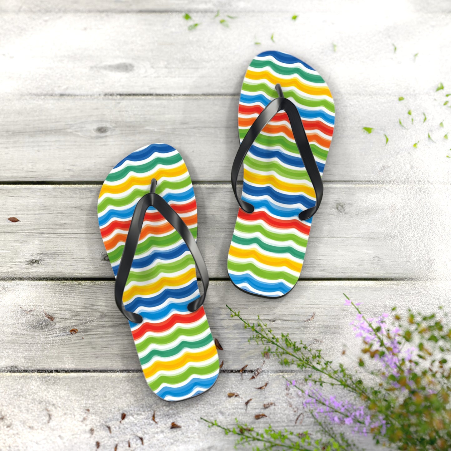 Rainbow Wave Flip Flops