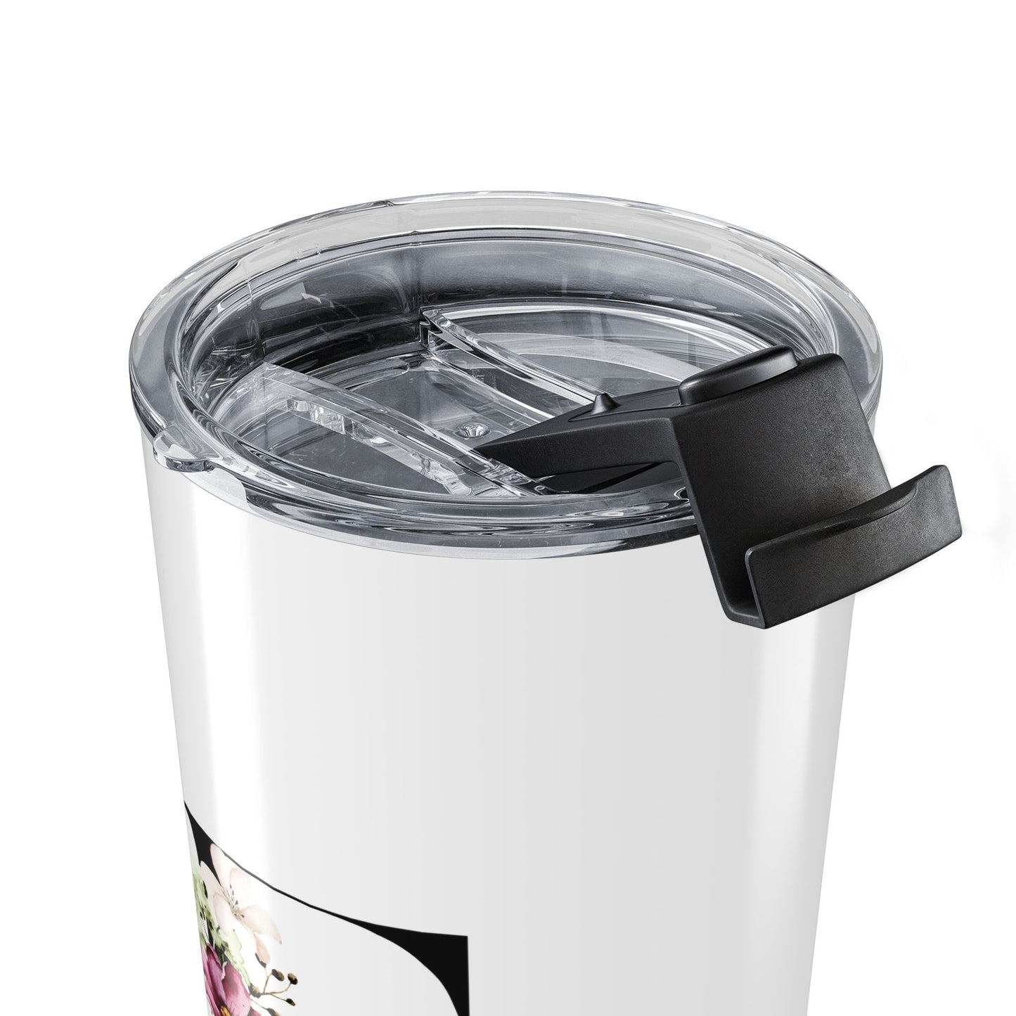 Elegant Letter "E" Floral Monogram Tumbler 20oz