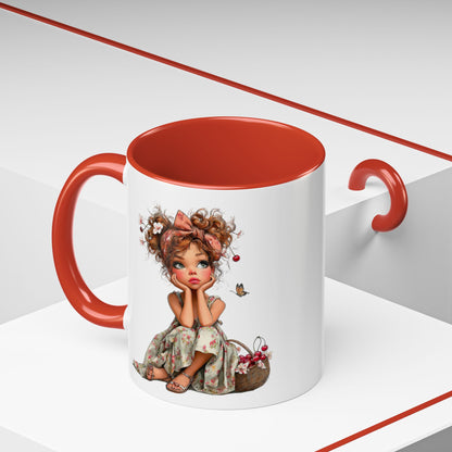 Cute Girl Floral Child Art Accent Mug