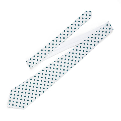 Slim White with Teal Polka Dot Necktie