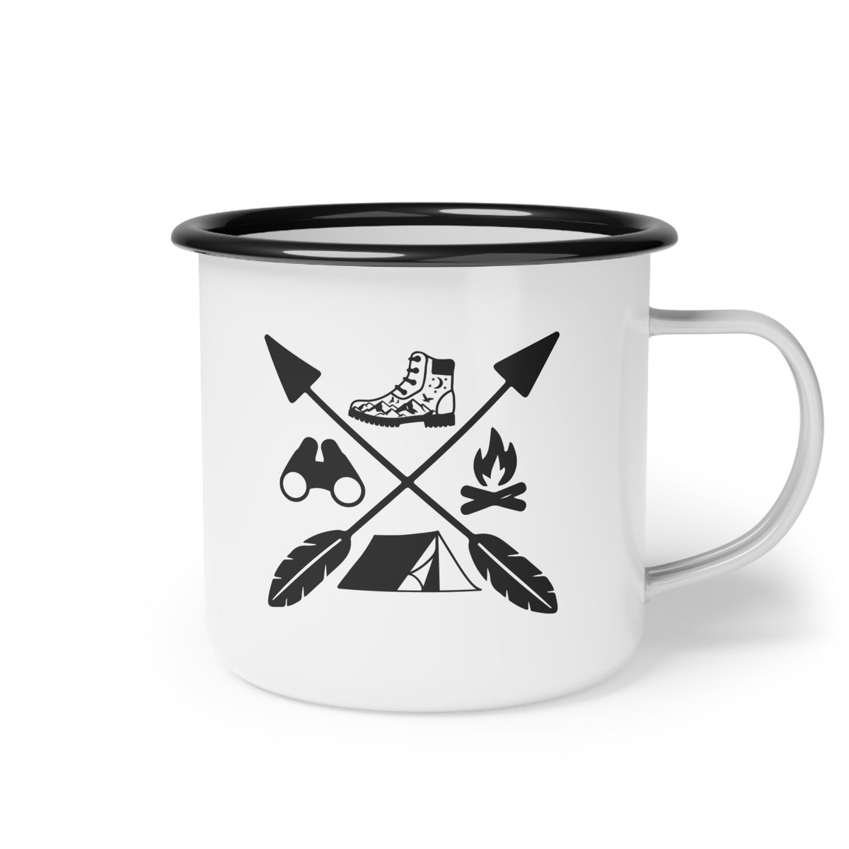 Campfire & Hiking Graphic Icons Enamel Mug