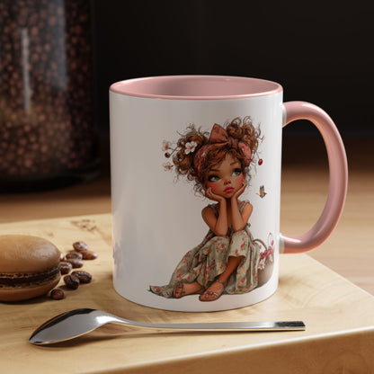 Cute Girl Floral Child Art Accent Mug
