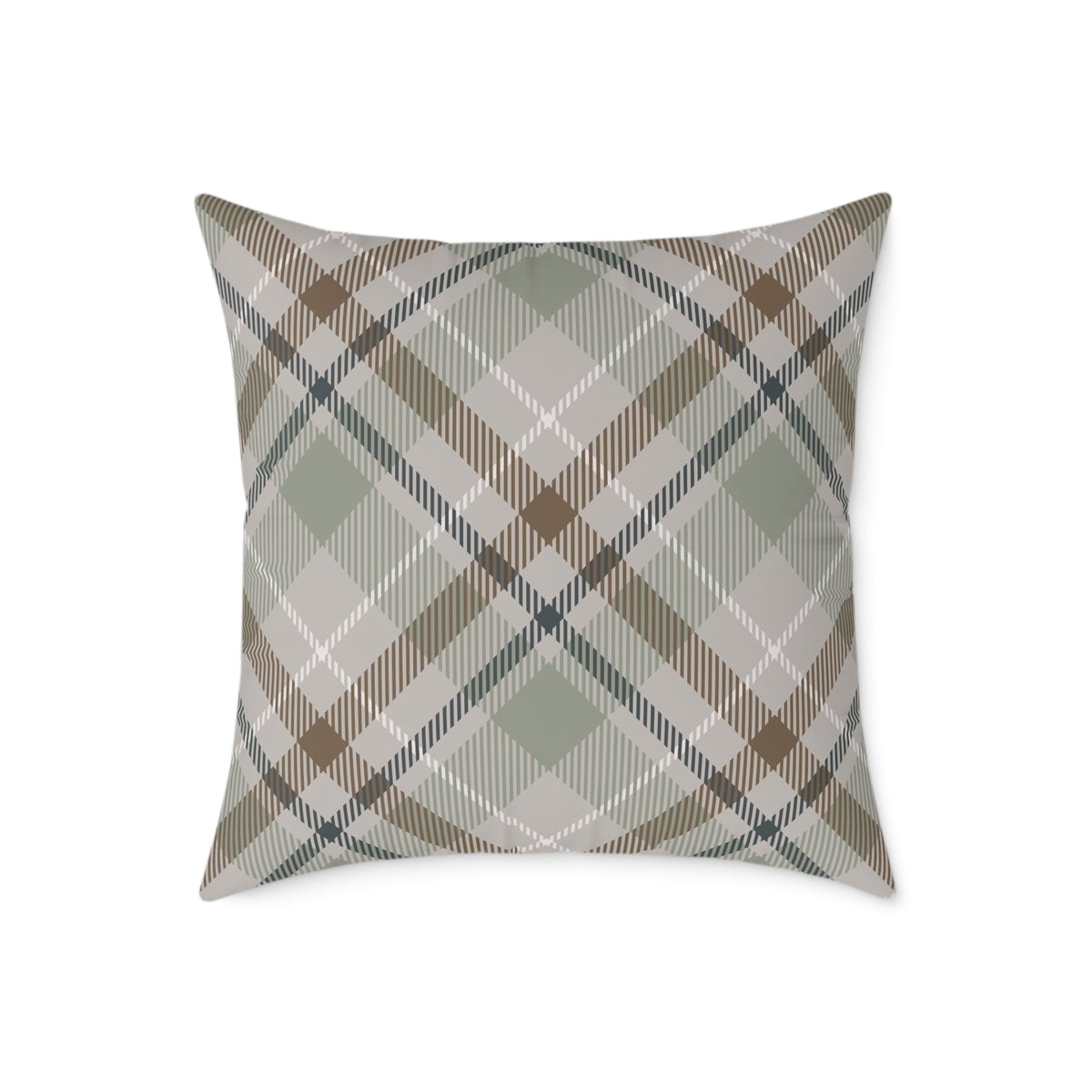 Rustic Green & Taupe Square Throw Pillow