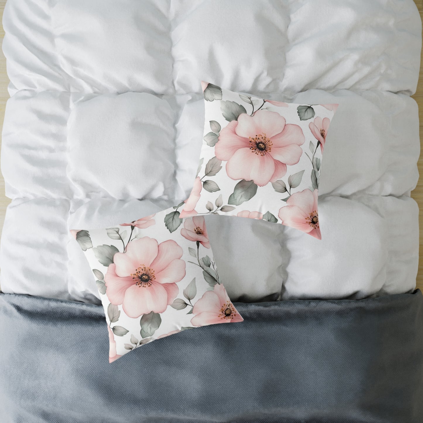 Floral Blush Decorative Flower Square Pillow