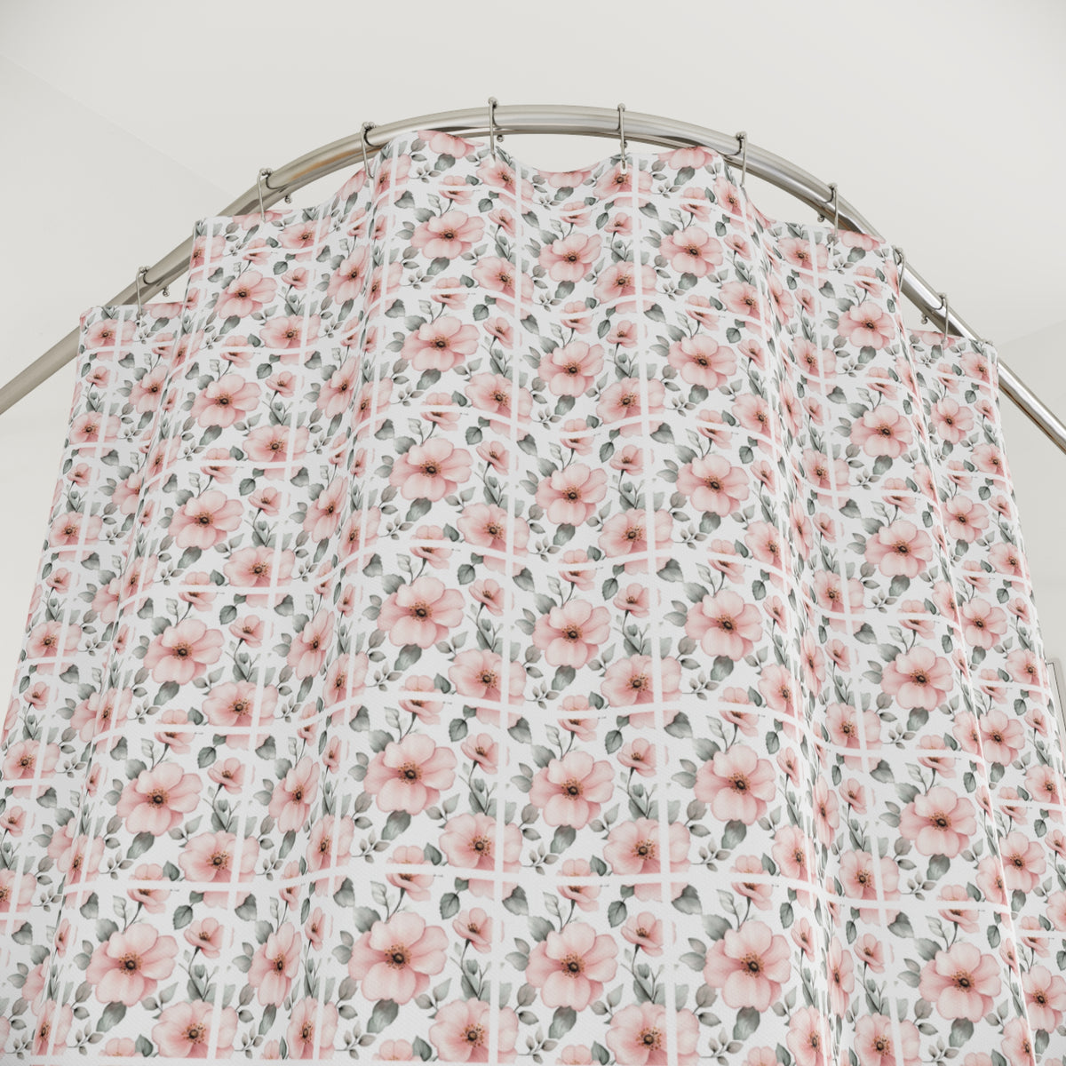 Blush Pink Watercolor Floral Shower Curtain