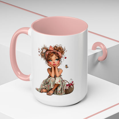Cute Girl Floral Child Art Accent Mug