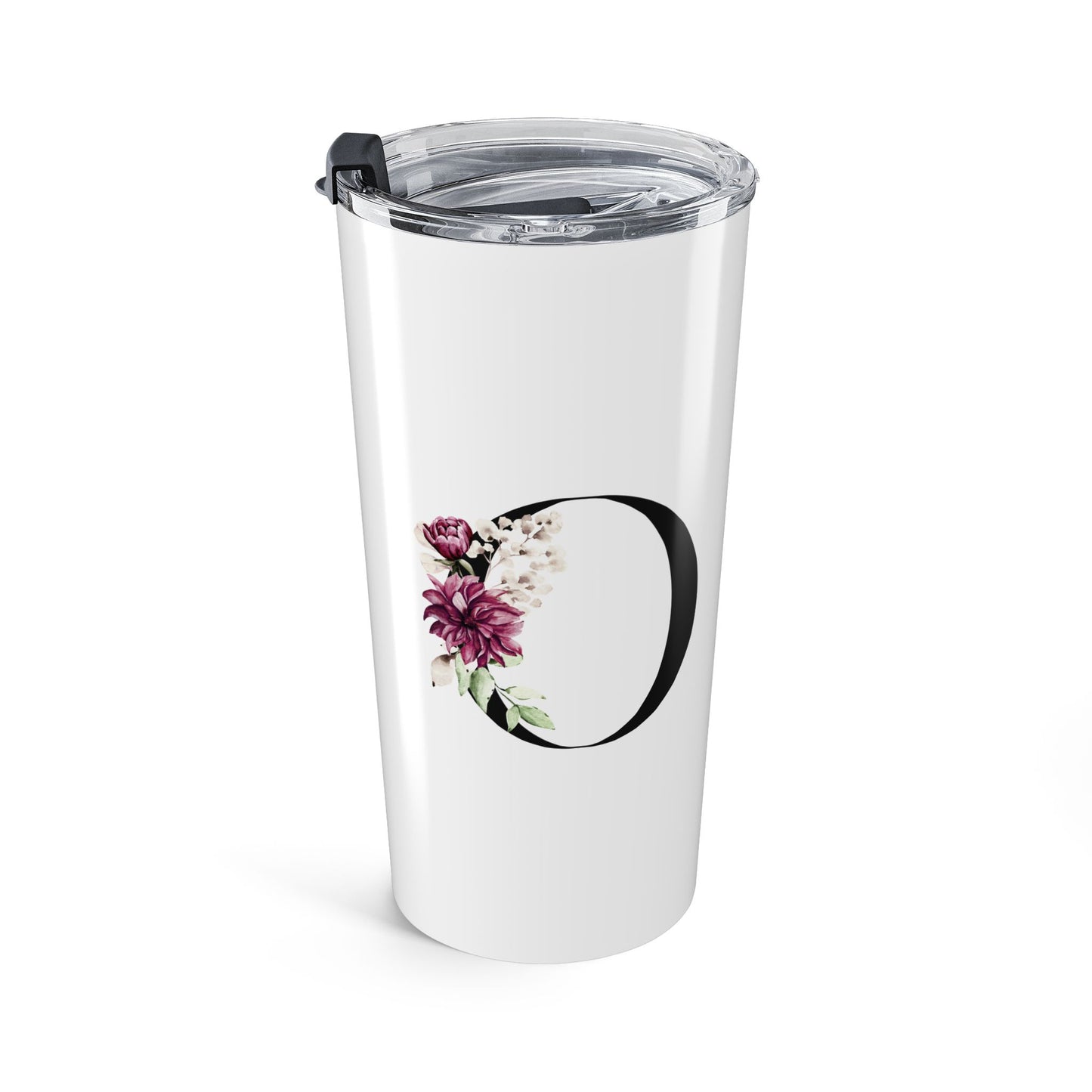Elegant Letter "O" Floral Monogram Tumbler 20oz