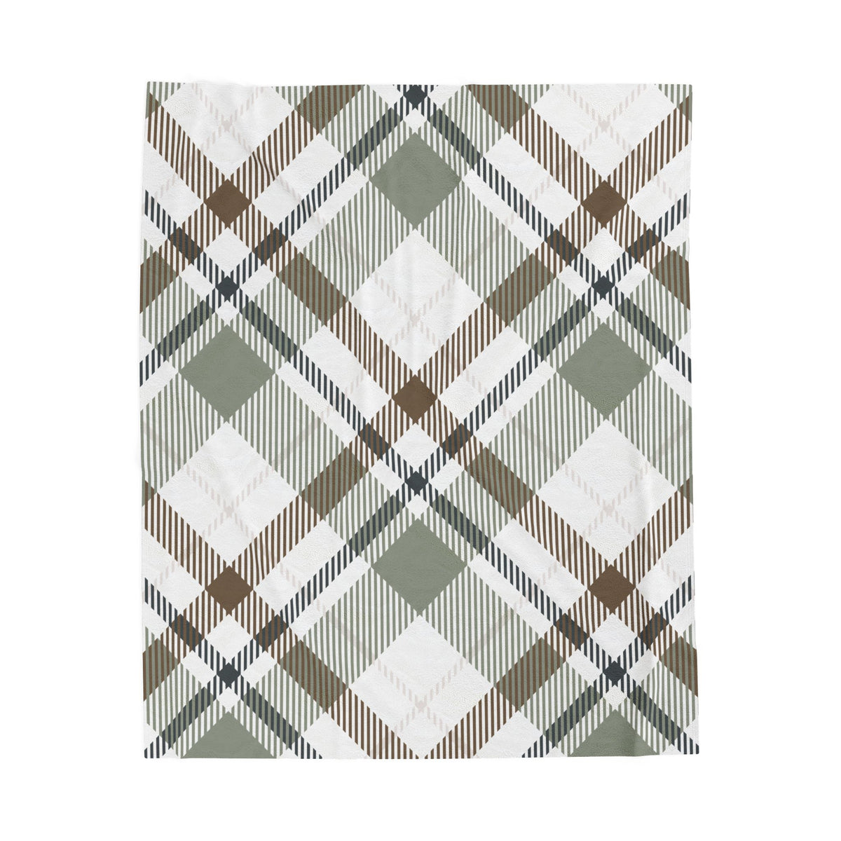 Cozy Green & Brown Plaid Velveteen Throw Blanket