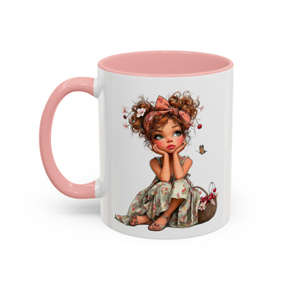 Cute Girl Floral Child Art Accent Mug