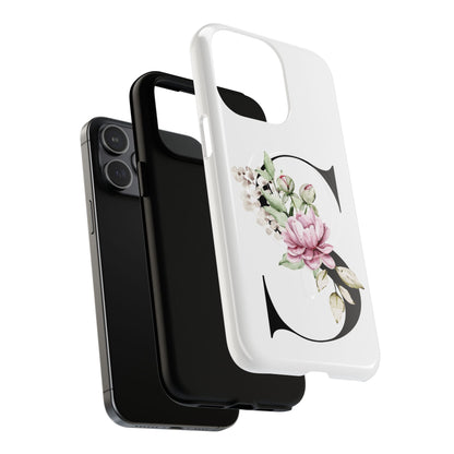 Floral Monogram 'S' Tough  Protective Magnetic Phone Case