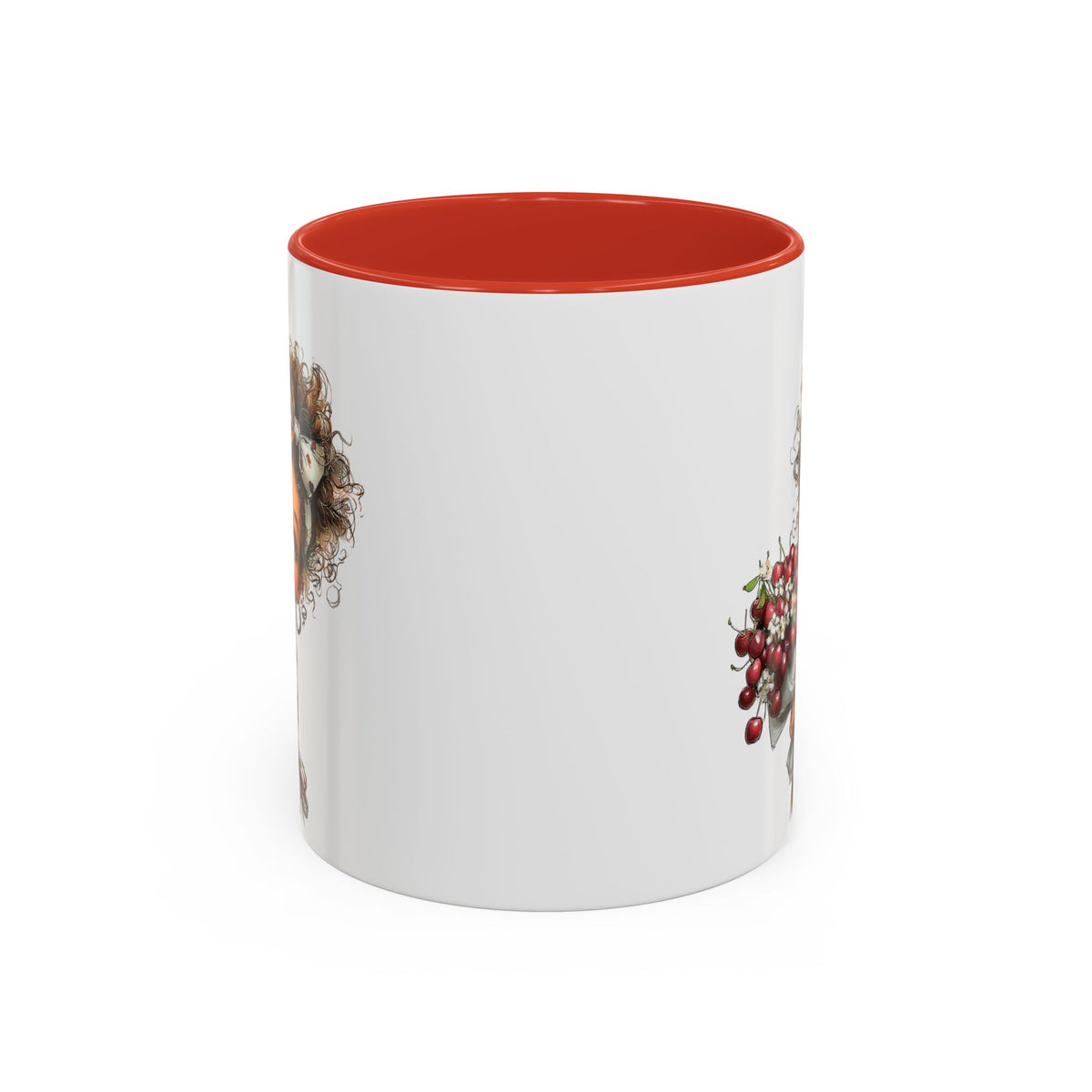 Cute Curly Girl with Berries Accent Mug