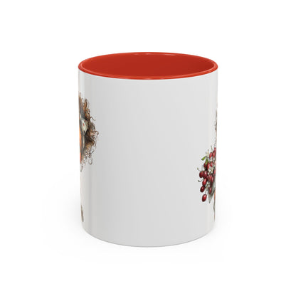Cute Curly Girl with Berries Accent Mug
