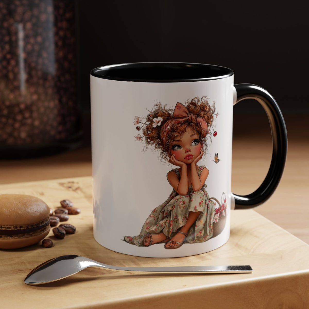 Cute Girl Floral Child Art Accent Mug