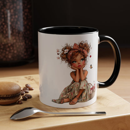Cute Girl Floral Child Art Accent Mug