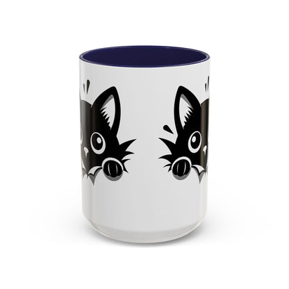 Peek-A-Boo Black Cat Accent Coffee Mug (11, 15oz)