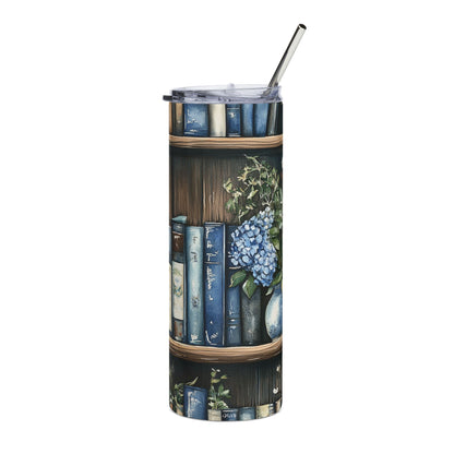 Vintage Books & Floral Book Lover Stainless Steel Tumbler - 20oz