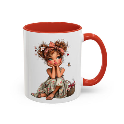 Cute Girl Floral Child Art Accent Mug