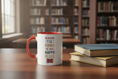 "Between the Pages is My Happy Place" Accent Mug