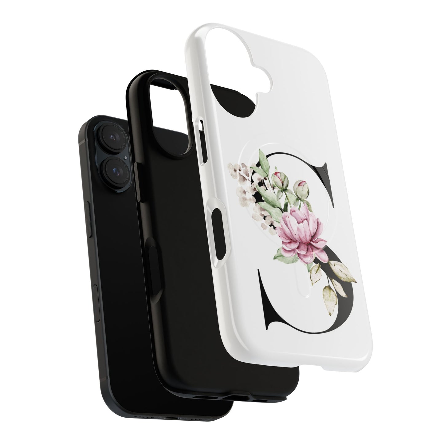 Floral Monogram 'S' Tough  Protective Magnetic Phone Case