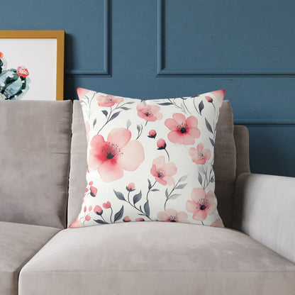 Floral Blossom Square Watercolor Throw Pillow