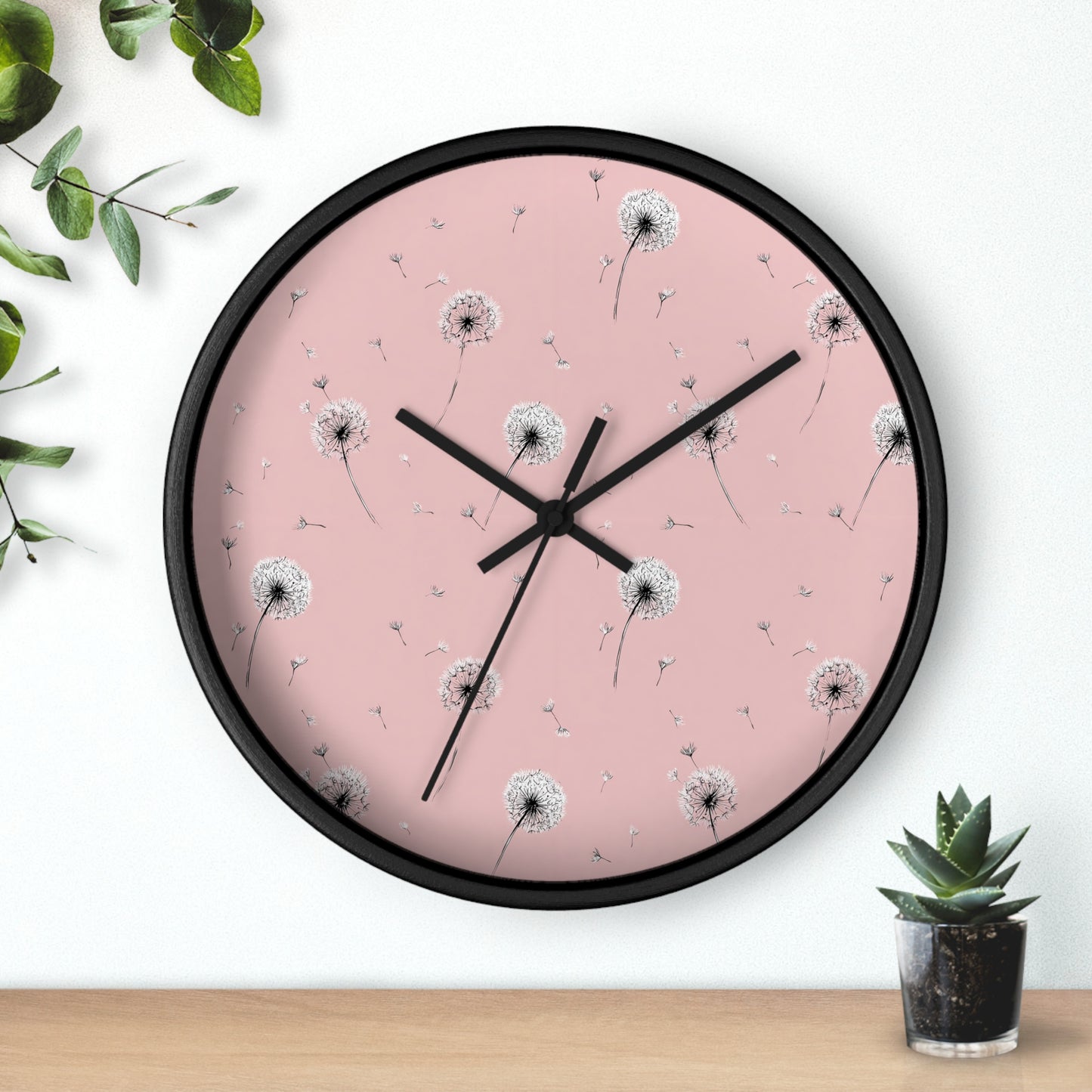 Dandelion Pink Wall Clock
