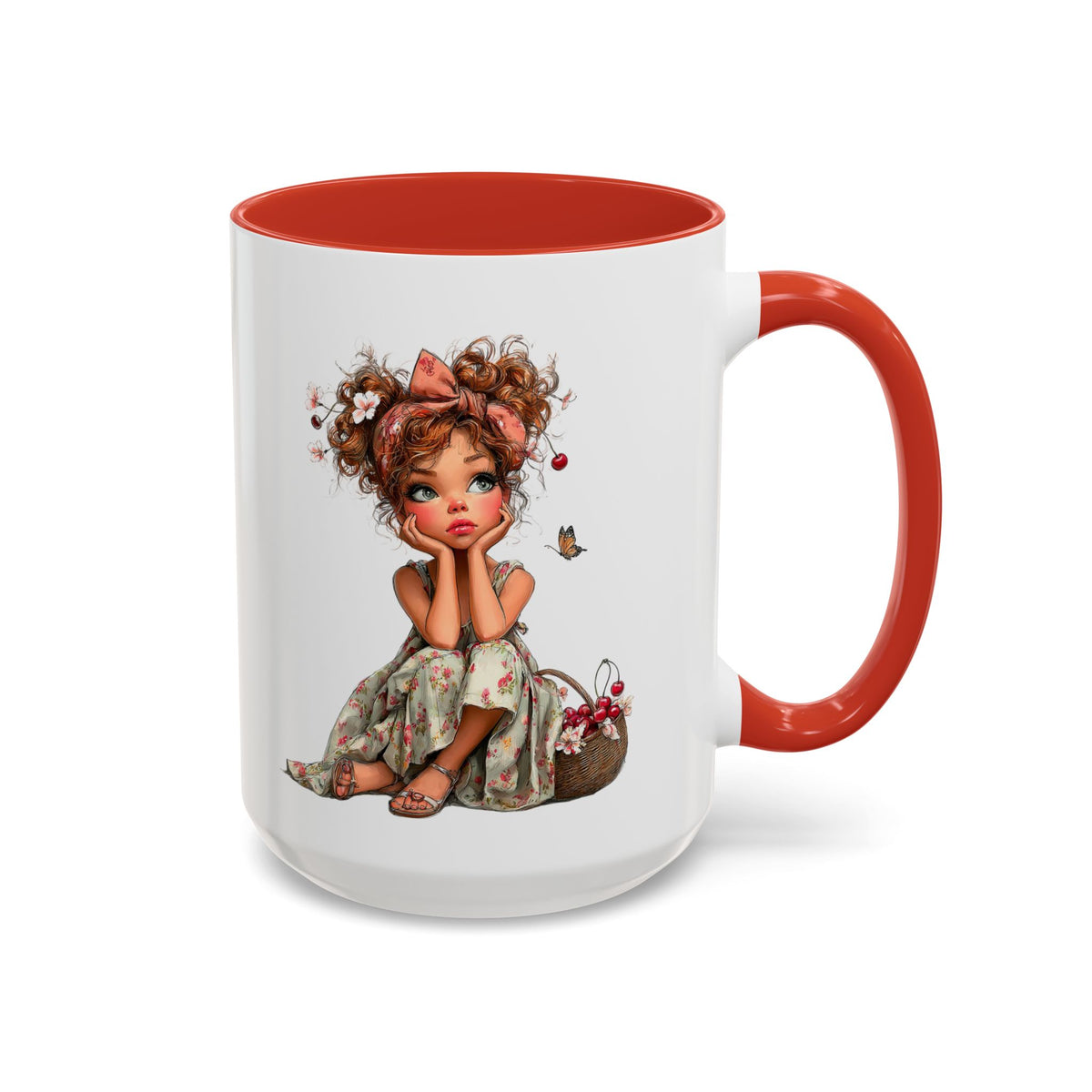 Cute Girl Floral Child Art Accent Mug