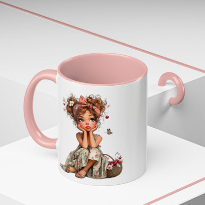Cute Girl Floral Child Art Accent Mug