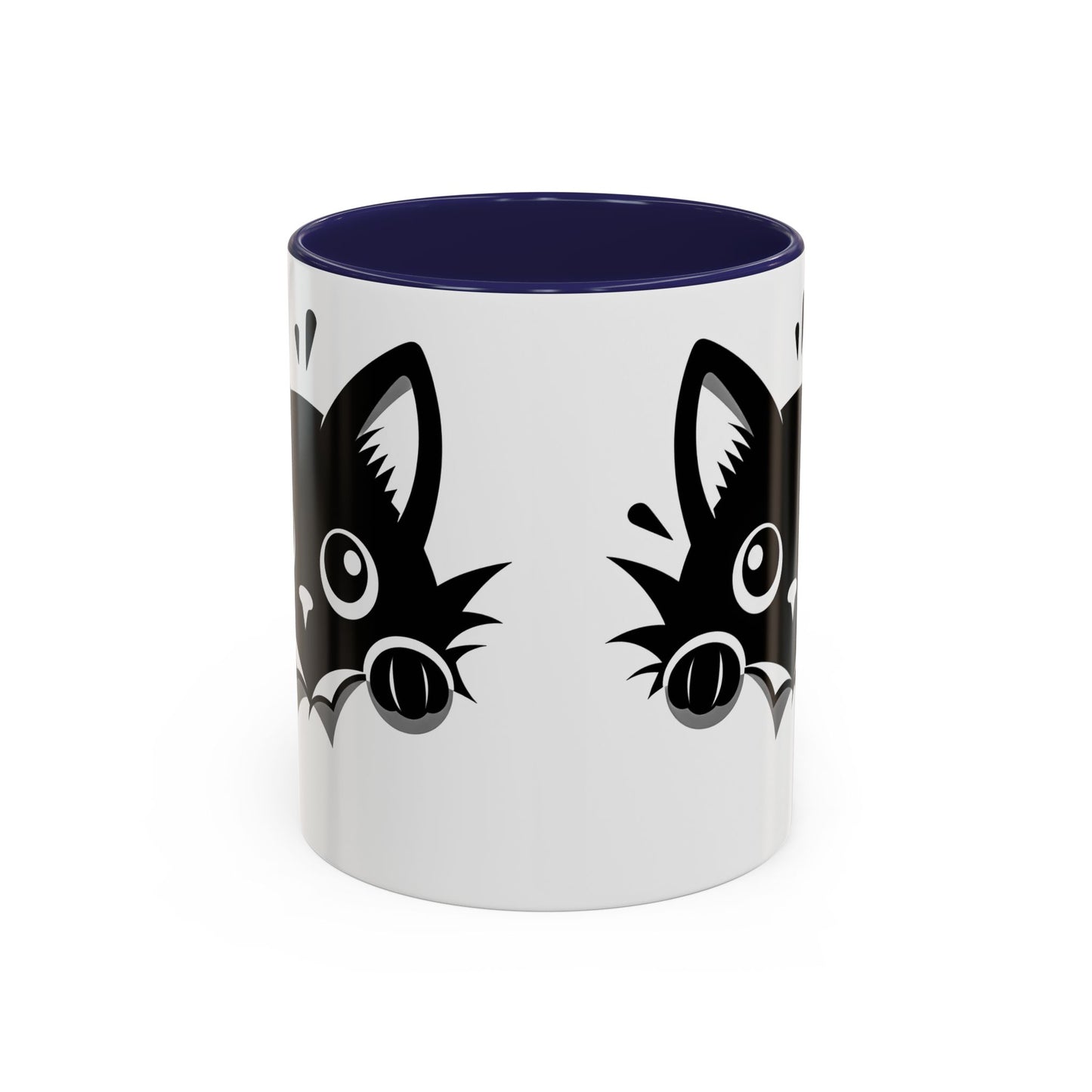 Peek-A-Boo Black Cat Accent Coffee Mug (11, 15oz)