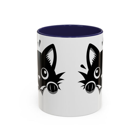 Peek-A-Boo Black Cat Accent Coffee Mug (11, 15oz)