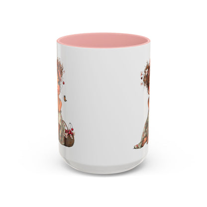Cute Girl Floral Child Art Accent Mug