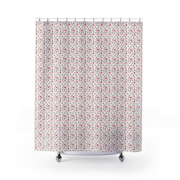 Blush Pink Watercolor Floral Shower Curtain