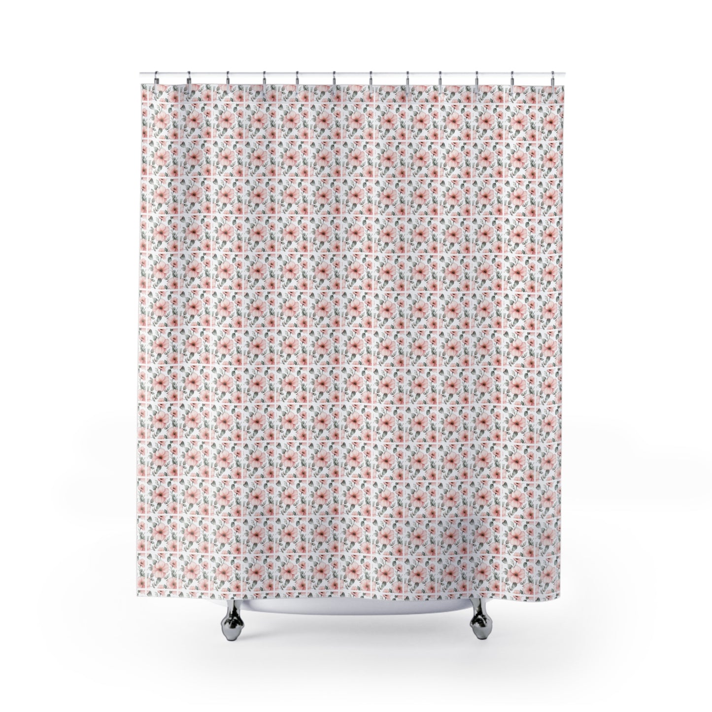 Blush Pink Watercolor Floral Shower Curtain