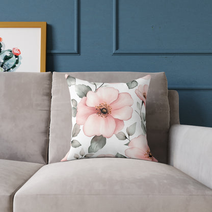 Floral Blush Decorative Flower Square Pillow