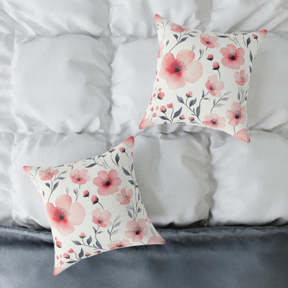 Floral Blossom Square Watercolor Throw Pillow