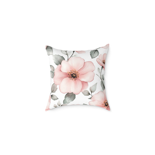Floral Blush Decorative Flower Square Pillow