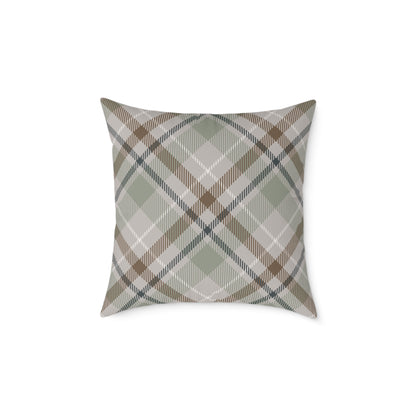 Rustic Green & Taupe Square Throw Pillow
