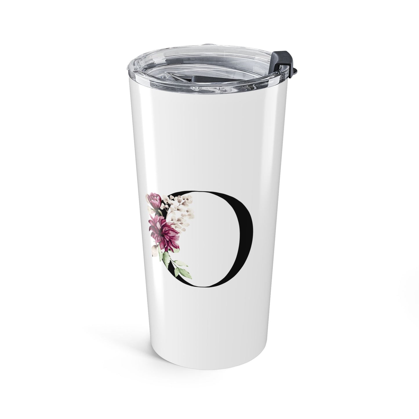 Elegant Letter "O" Floral Monogram Tumbler 20oz