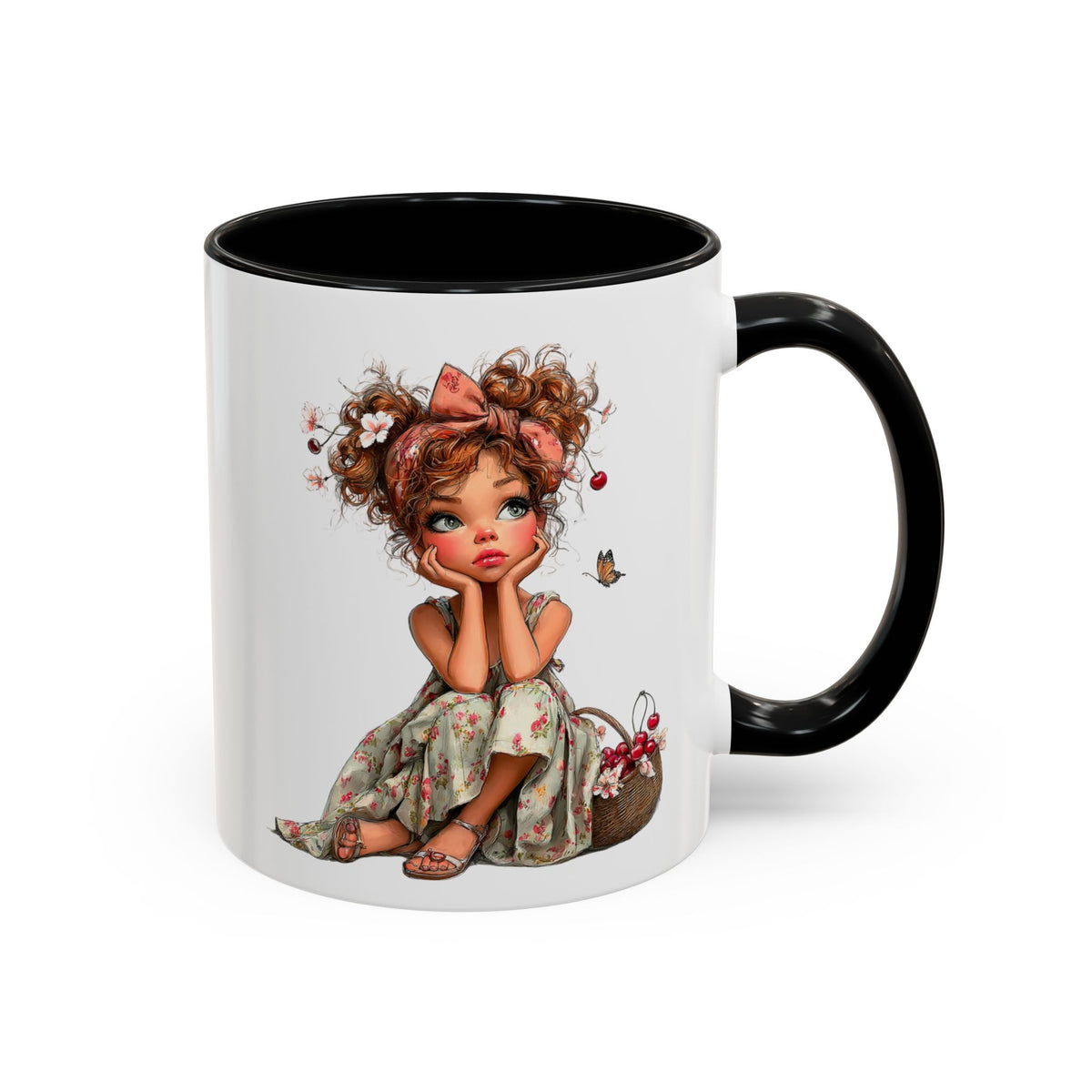 Cute Girl Floral Child Art Accent Mug