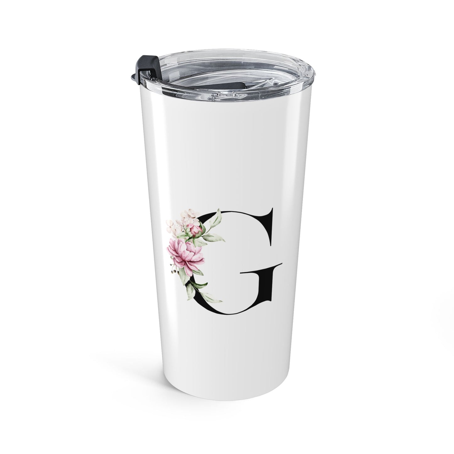 Elegant Letter "G" Floral Monogram Tumbler 20oz