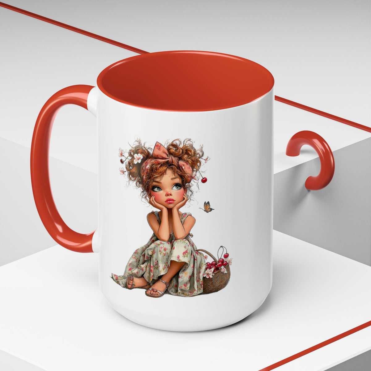 Cute Girl Floral Child Art Accent Mug