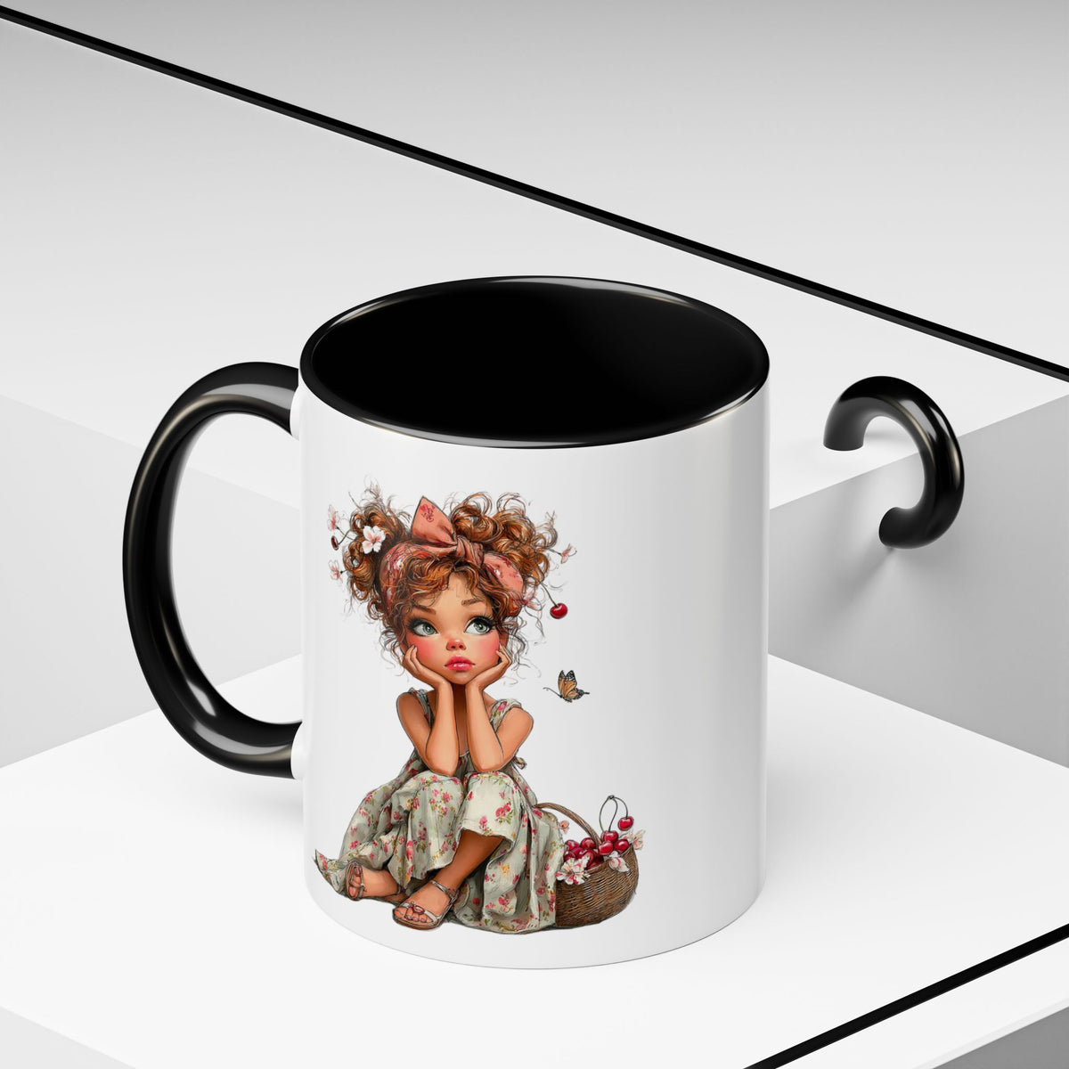 Cute Girl Floral Child Art Accent Mug