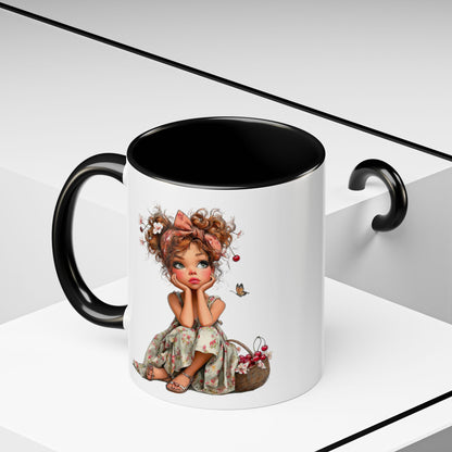 Cute Girl Floral Child Art Accent Mug