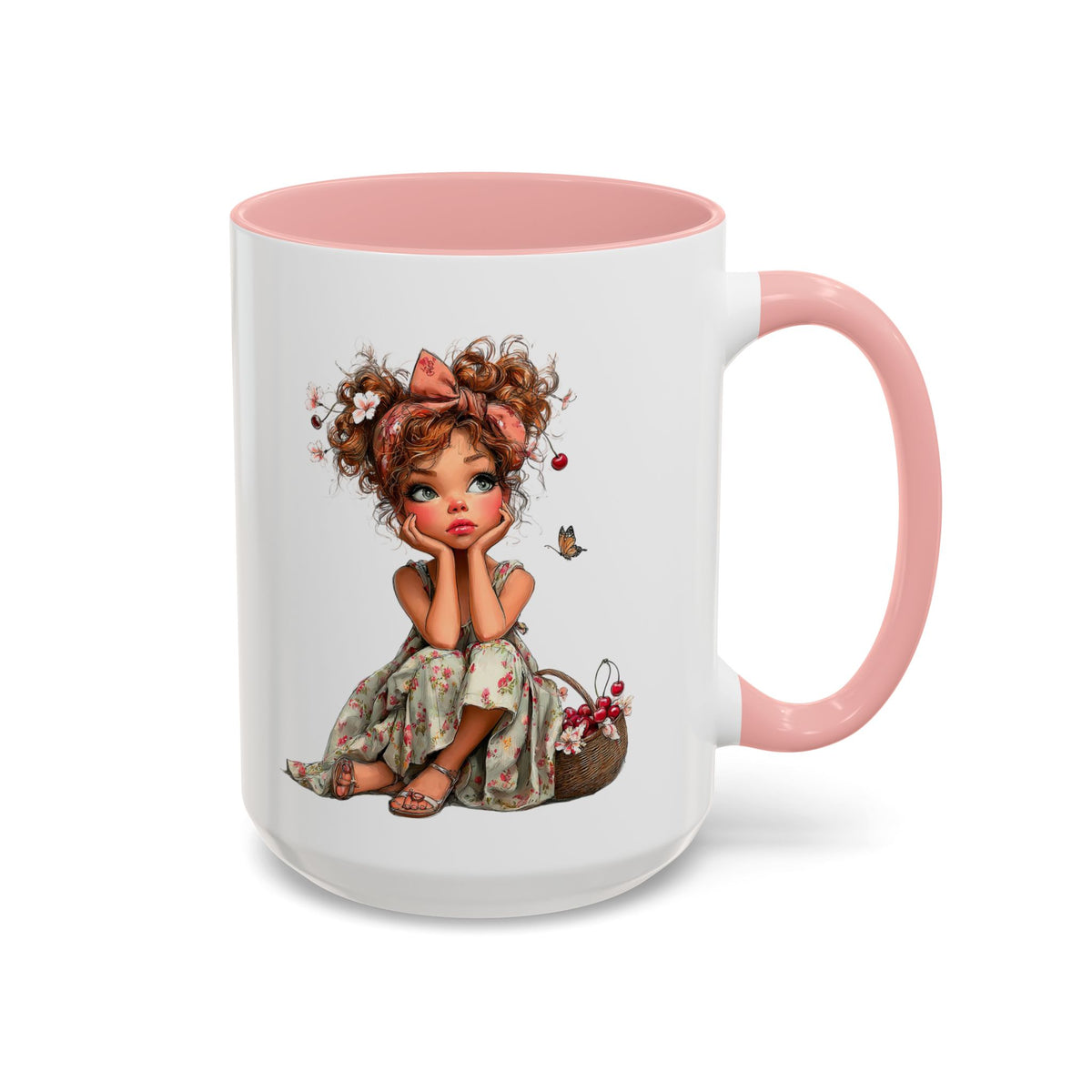 Cute Girl Floral Child Art Accent Mug