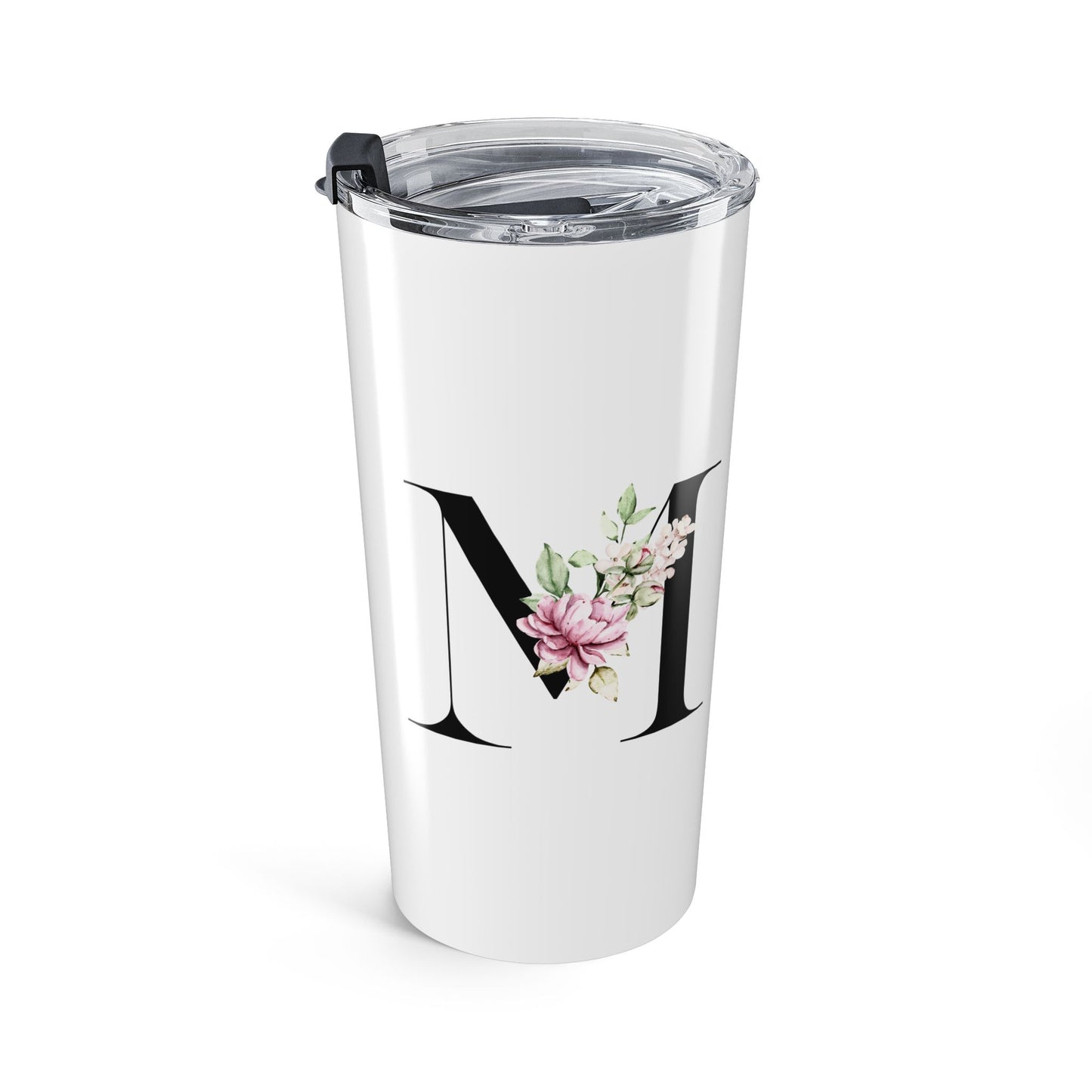Elegant Letter "M" Floral Monogram Tumbler 20oz