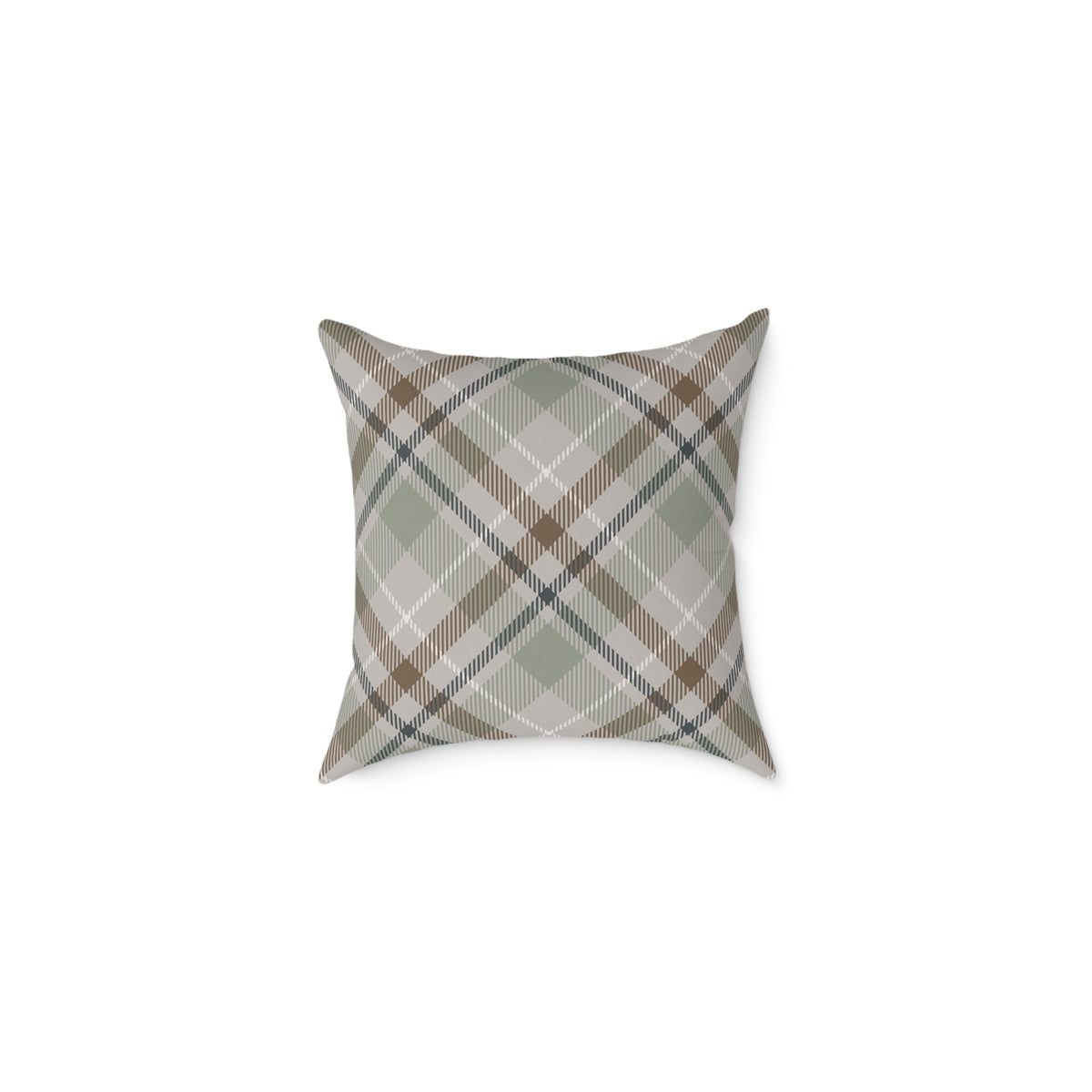 Rustic Green & Taupe Square Throw Pillow