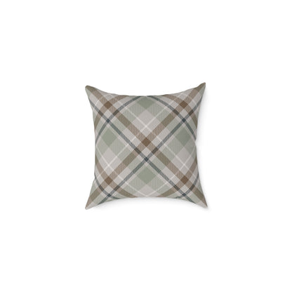 Rustic Green & Taupe Square Throw Pillow