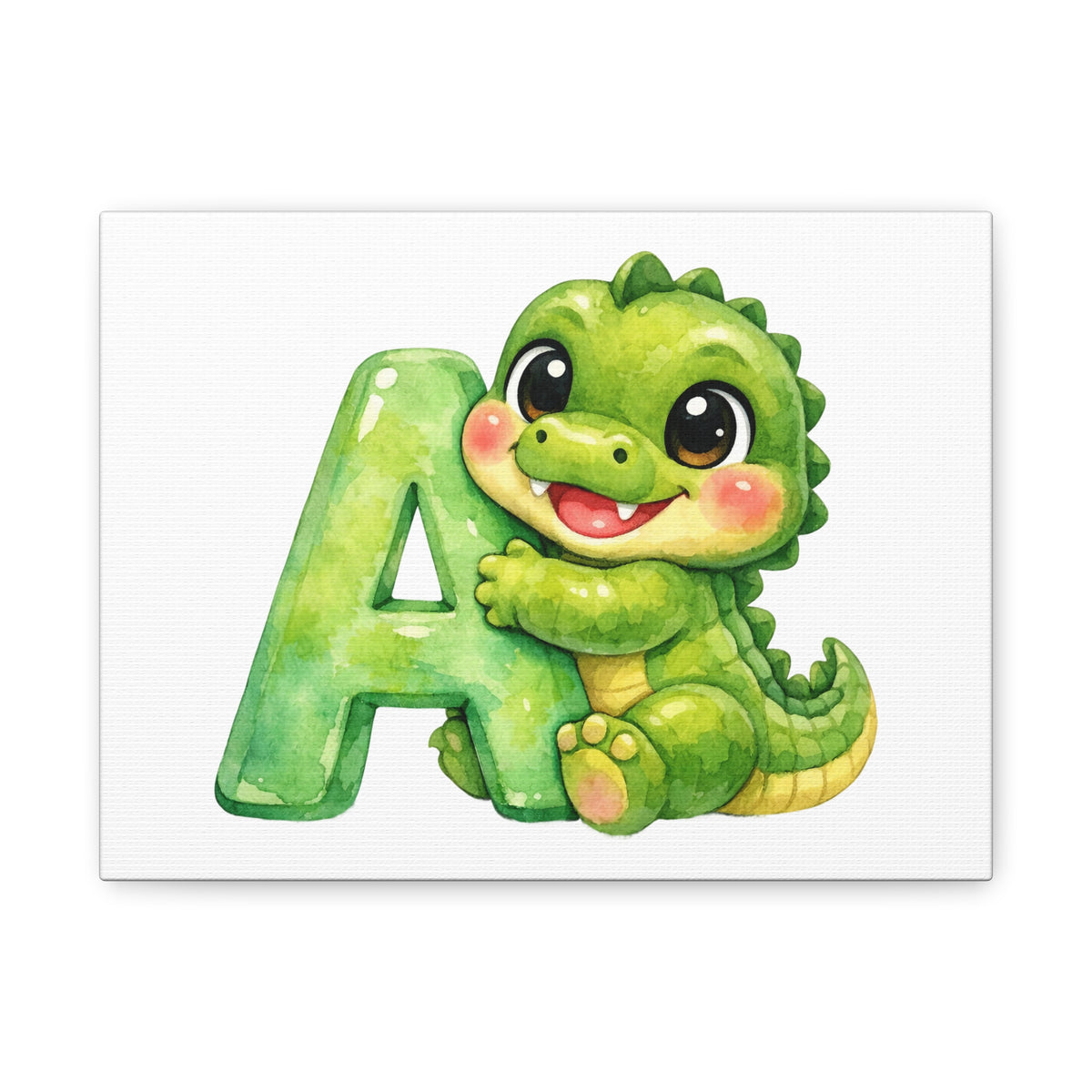 Cute Baby Alligator A-Z Alphabet Wall Art Canvas 12x9