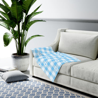 Baby Blue Star Gingham Swaddle