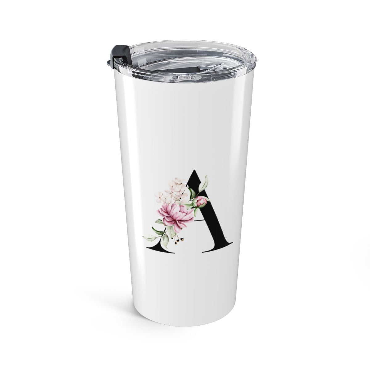 Elegant Letter "A-Z" Floral Monogram Tumbler 20oz