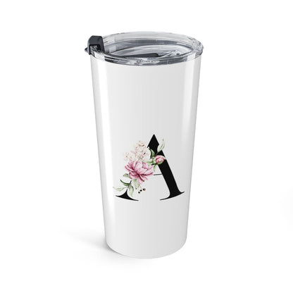 Elegant Letter "A-Z" Floral Monogram Tumbler 20oz